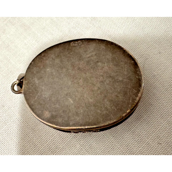 Moonstone Gem Stone Pendant 925 Sterling Silver Gorgeous Striations Art Deco - Picture 10 of 11